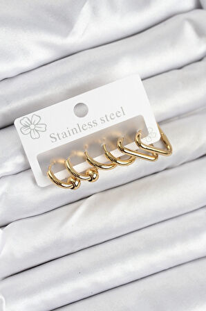 316L Çelik Gold Renk Kadın Küpe Seti - TJ-BKP11222