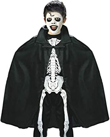 Siyah Renk Yakalı Halloween Pelerini 90 cm