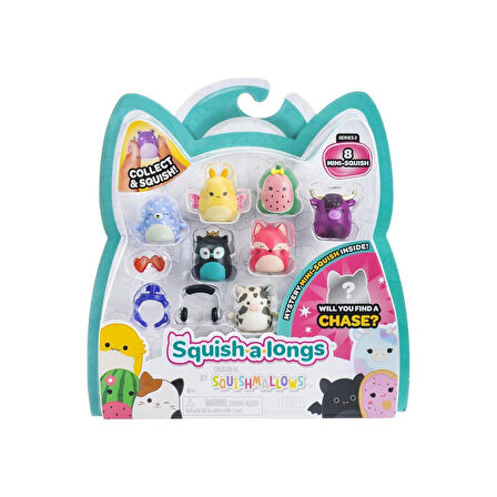 AL0021 Squish-a-longs 8 Figür + Yüzük Set - Stokta Olan Model Gönderilir