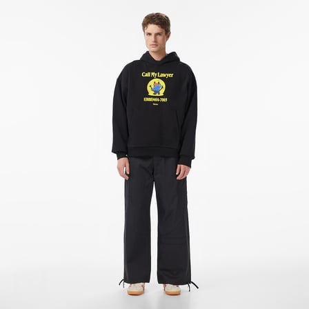Market Smiley Call My Lawyer Bear Erkek Siyah Hoodie