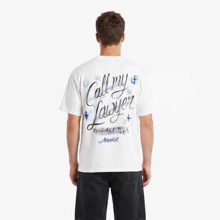 Market Airbrush Call My Lawyer Erkek Beyaz T-Shirt