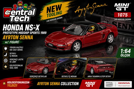 Mini GT 1:64 Honda NS-X Prototype 1989 Ayrton Senna Sürücü Figürlü MGT01075