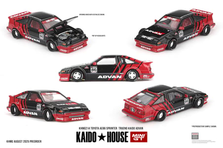 Mini GT x Kaido House 1:64 Toyota AE86 Sprinter Trueno Kaido ADVAN KHMG214 Model Araba