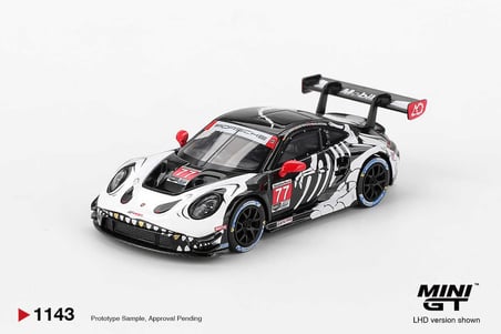 Mini GT 1/64 Porsche 911 GT3 R AO Racing Skeleton 2025 IMSA Petit Le Mans #77 MGT01143
