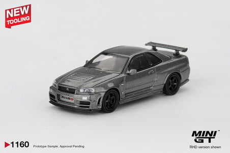 Mini GT 1/64 Nissan Skyline GT-R R34 NISMO BNR34 CRS Dark Metal Gray MGT01160