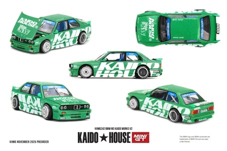 Mini GT x Kaido House 1:64 BMW M3 E30 Kaido Works V2 Yeşil KHMG242 Model Araba