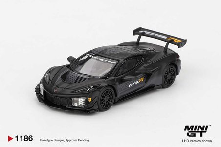 Mini GT 1:64 Chevrolet Corvette Z06 GT3.R Road America Test Car Siyah Model Araba MGT01186