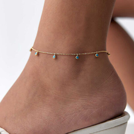 Turkuaz Taşlı Halhal