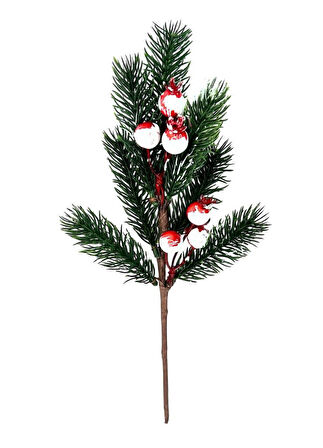 Yapay Çiçek Kokina Narlı Çam Dalı Karlı Renk 30cm Yılbaşı Çiçeği Red Berry