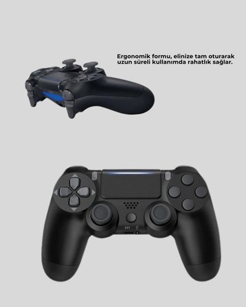 Ps4 Uyumlu Kablosuz Oyun Kolu Ergonomik Çift Titreşimli