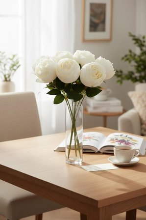 Yapay Çiçek Krem 9lu Şakayık Demeti Buket 40*25cm