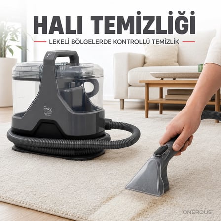 Fakir 600 W Motorlu Halı ve Koltuk Yıkama Makinesi, Ayrı Temiz ve Kirli Su Hazneleri, Geniş Fırça 