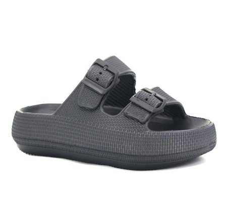 Çift Tokalı Siyah Unisex Terlik, Yumuşak Eva Taban, Günlük Kullanım Terlik Tarzbu14934