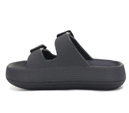 Çift Tokalı Siyah Unisex Terlik, Yumuşak Eva Taban, Günlük Kullanım Terlik Tarzbu14934