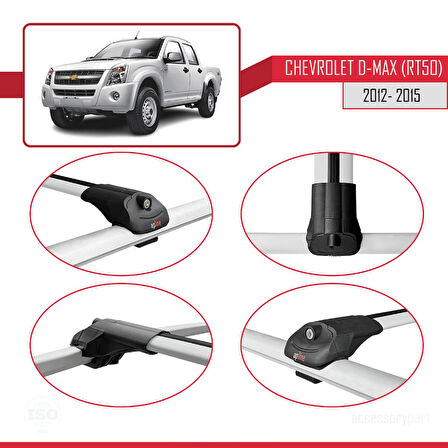 Chevrolet D-Max (RT50) 2012-2015 Arası ile Uyumlu ACE-1 Ara Atkı Tavan Barı Gri 2 Adet