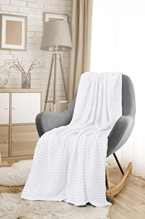 | %100 Pamuk Waffle Desen Beyaz Çift Kişilik Pike |yatak Örtüsü | 200x230 | Çok Amaçlı Örtü