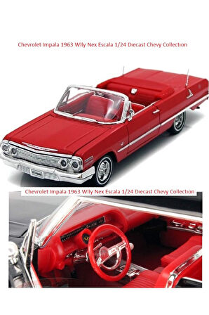 Chevrolet impala 1963 Klasik Model Araba 1:24 Diecast Koleksiyon 17x7cm Kapı Kaput Açılır