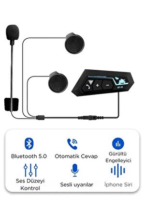 Teknoloji Kask Kulaklık Bt22 Bluetooth Motosiklet Kulaklık 5.0 Bluetooth Intercom Motorcu