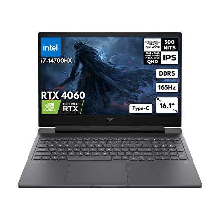 HP Victus 16-R1088NT i7-14700HX 32-GBDDR5 2 TBSSD RTX4060 (8GB) 16.1" 2K 165Hz QHD Freedos Gaming Notebook B8SG7EAHMF8
