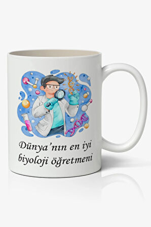 Dünya'nın En İyi Biyoloji Öğretmeni Tasarımlı Kupa Bardak - Öğretmenler Günü Hediyesi Erkek