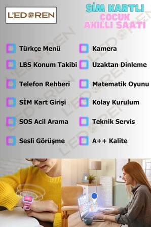 Akıllı Çocuk Saati Uyumlu Sim Kartlı Ve Lbs Konum Özellikli Kayıtlı Görüntülü Görüşme Canlı Takip