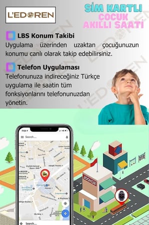 Akıllı Çocuk Saati Uyumlu Sim Kartlı Ve Lbs Konum Özellikli Kayıtlı Görüntülü Görüşme Canlı Takip