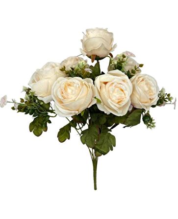 Yapay Çiçek Şakayık Gül 11 Dallı Büyük Demet 7Dal Gül 4 Dal Cipso Soft Pembe