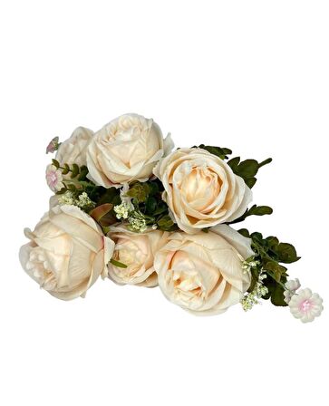 Yapay Çiçek Şakayık Gül 11 Dallı Büyük Demet 7Dal Gül 4 Dal Cipso Soft Pembe