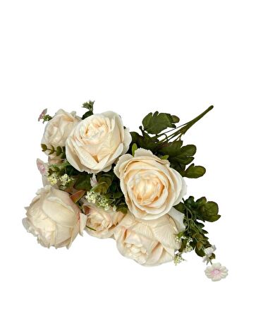 Yapay Çiçek Şakayık Gül 11 Dallı Büyük Demet 7Dal Gül 4 Dal Cipso Soft Pembe