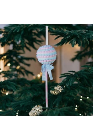 Yılbaşı Süsü Candy Çubuklu Şeker, Mavi ve Pembe, 28 cm, Renkli ve Eğlenceli