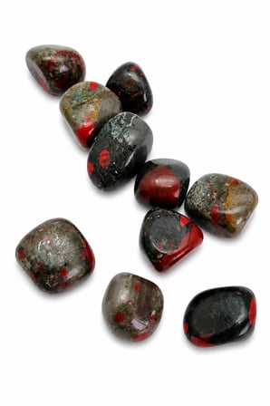 Kan Taşı Doğal Taş Tamburlanmış Heliotrop Bloodstone Dekoratif Şifa Taşı - 3 Adet