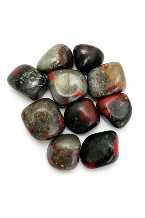 Kan Taşı Doğal Taş Tamburlanmış Heliotrop Bloodstone Dekoratif Şifa Taşı - 3 Adet