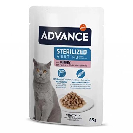 Advance Hindi Etli Kısırlaştırılmış Yetişkin Kedi Konservesi 85 Gr