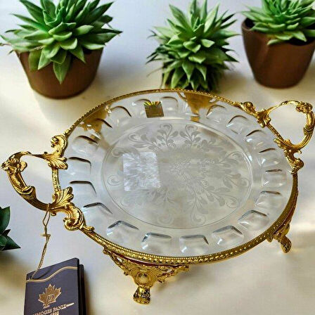 Royking Ayaklı Yuvarlak Sunum Tabağı 29x23x5cm CRG127-1