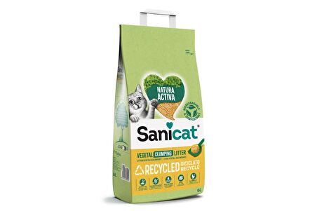 SanicatNatura Activa Vegetal Litters 10 Litre Geri Dönüştürülmüş Bitkisel Topaklanan Kedi Kumu