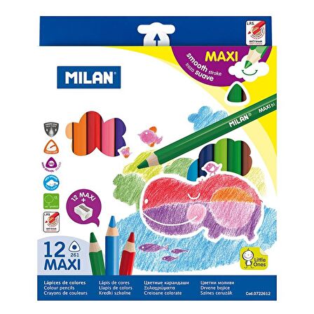 MILAN 722612 MAXI JUMBO ÜÇGEN KURU BOYA - 12 Lİ