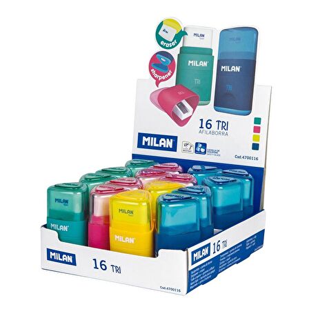 Milan 4700116 Tri Kalemtıraş/Silgi(Acid) - 16Adet