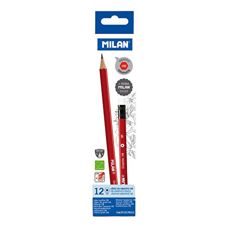 MILAN 712170312 GRAPHITE HB ALTIGEN SİLGİLİ KURŞUN KALEM - 12ADET