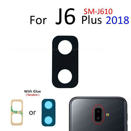Tkgz Samsung Galaxy J6 PLUS Arka Kamera Camı Lens Yapışkanlı