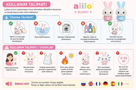 Alilo Bunny Tavşan Dişlikli Eğitici Oyuncak - Müzikli ve Işıklı
