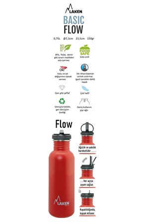 Laken Çelik BASIC Şişe 0.75L WHITE –FLOW Kapak  -  LKBSF75BL