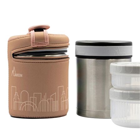 Laken 18/8 Çelik Yemek Termosu 1L + Neopren Kılıf - City - DLP10C