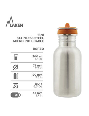Laken  Şişe  ACERO T.FLOW 0,5L DINOS Paslanmaz Çelik