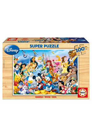 Çocuk Ahşap Puzzle 100 Parça Disney Harikalar Diyarı