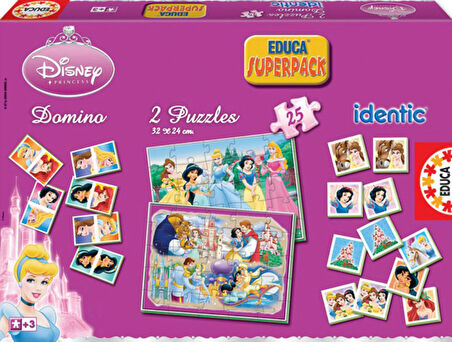 Süperpack Disney Prensesler Hafıza Oyunu ve Domino 2x25 Puzzle