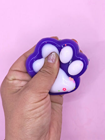 Pati Taba Squishy Kedi Pati Sıkma 7 cm Pullu Pati Sukuşi - Mor