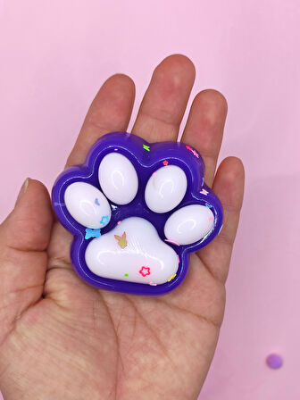 Pati Taba Squishy Kedi Pati Sıkma 7 cm Pullu Pati Sukuşi - Mor
