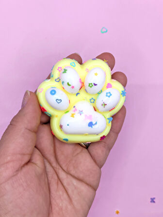 Pati Taba Squishy Kedi Pati Sıkma 7 cm Pullu Pati Sukuşi - Sarı