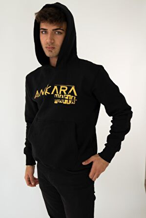 ANKARA MAFIA Kapşonlu Siyah Unisex Sweatshirt Hoodie Polar - MEDİUM