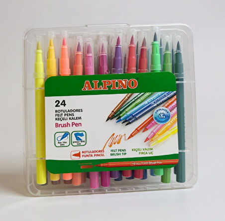Alpino Brush Pen Fırça Uçlu Keçeli Kalem 24 Renk
